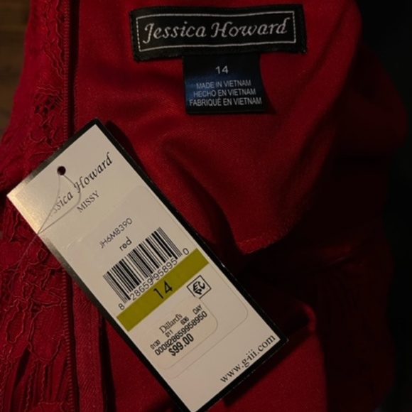 Women's Red Cocktail Lace Shift Dress Size 14 - Picture 4 of 4